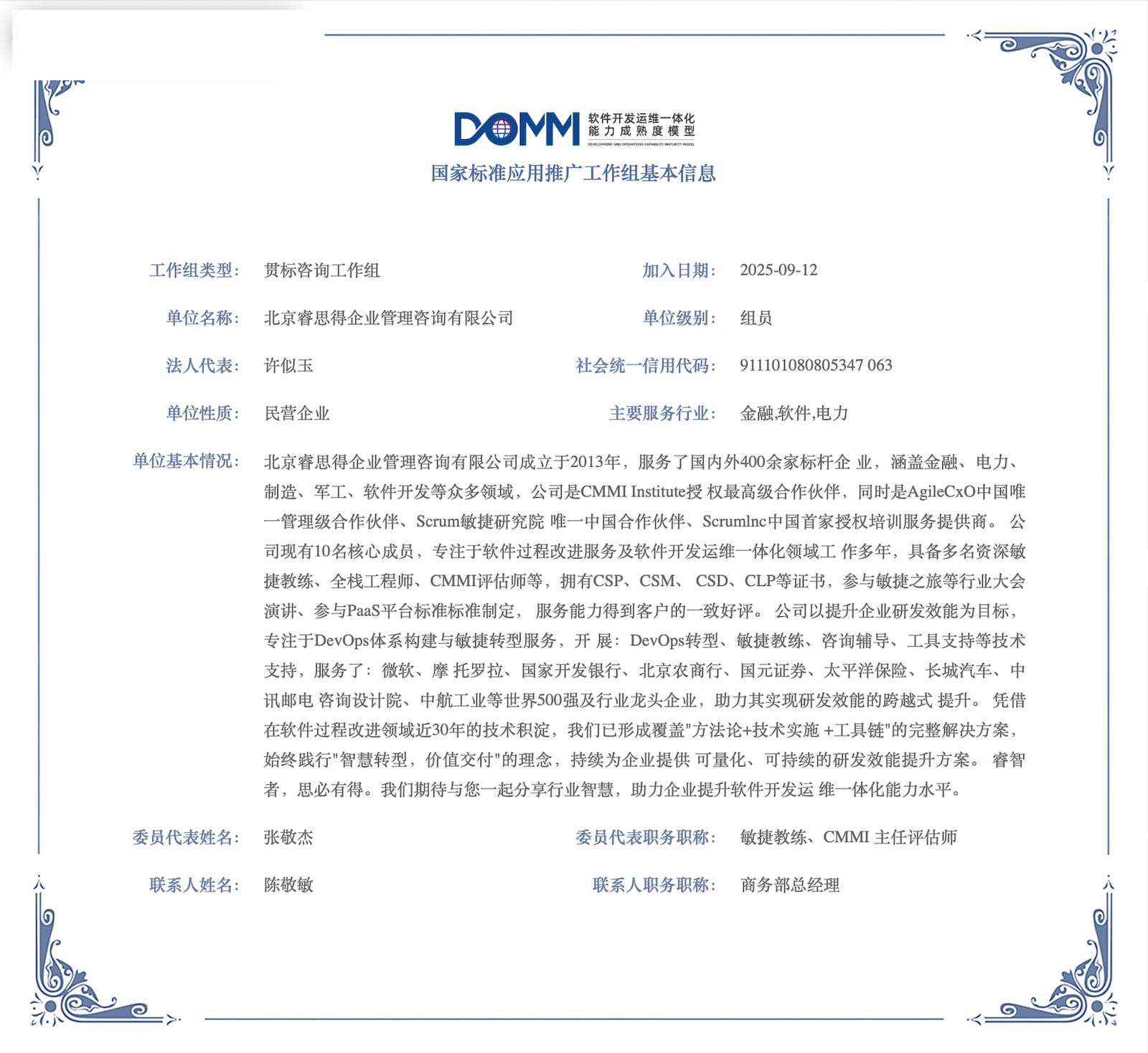 DOMM 官方授权贯标咨询单位